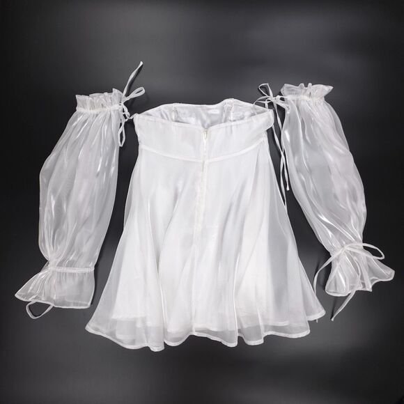 ALAMOUR The Label Celine Mini Dress White Organza Angelic Fairy Romantic Bridal - Picture 5 of 8